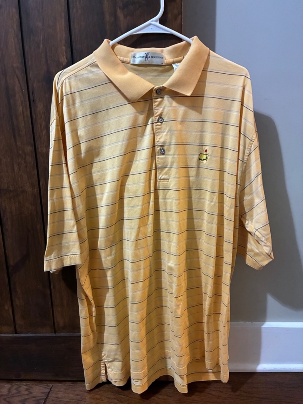 Fairway & Greene Men's Master’s Golf Polo XXL Yellow Striped NWOT Logo Cotton